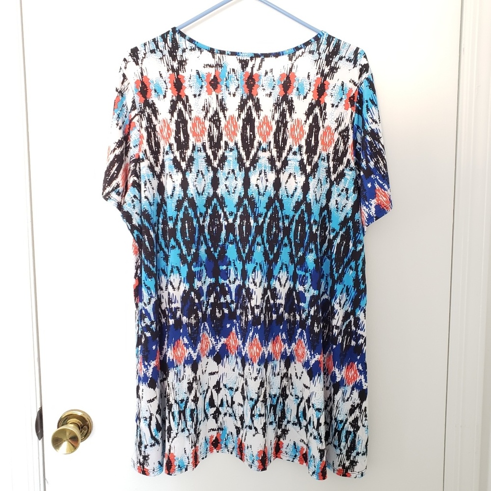 Avenue || Plus Ethnic Lace up Swing Top - Picture 3 of 5